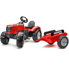 Pedalinis traktorius Falk Massey Ferguson su priekaba, raudonas kaina ir informacija | Žaislai berniukams | pigu.lt