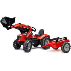 Pedalinis traktorius Falk Massey Ferguson su priekaba, raudonas цена и информация | Игрушки для мальчиков | pigu.lt