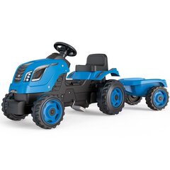 Pedalinis traktorius Smoby XL su priekaba, mėlynas цена и информация | Игрушки для мальчиков | pigu.lt