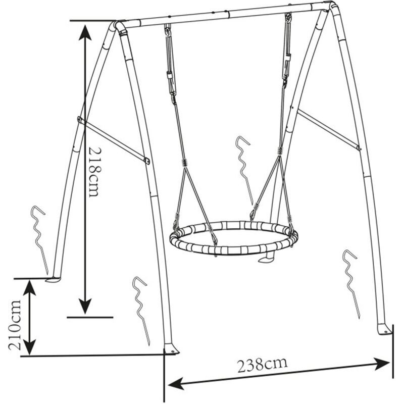 Gandro lizdo sūpynės su metaliniu rėmu vaikams Axi, 238x210x218cm. kaina ir informacija | Sūpynės | pigu.lt