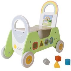 Medinė edukacinė paspiriama mašinėlė Baby Walker Raideris Classic World, žalia цена и информация | Игрушки для малышей | pigu.lt