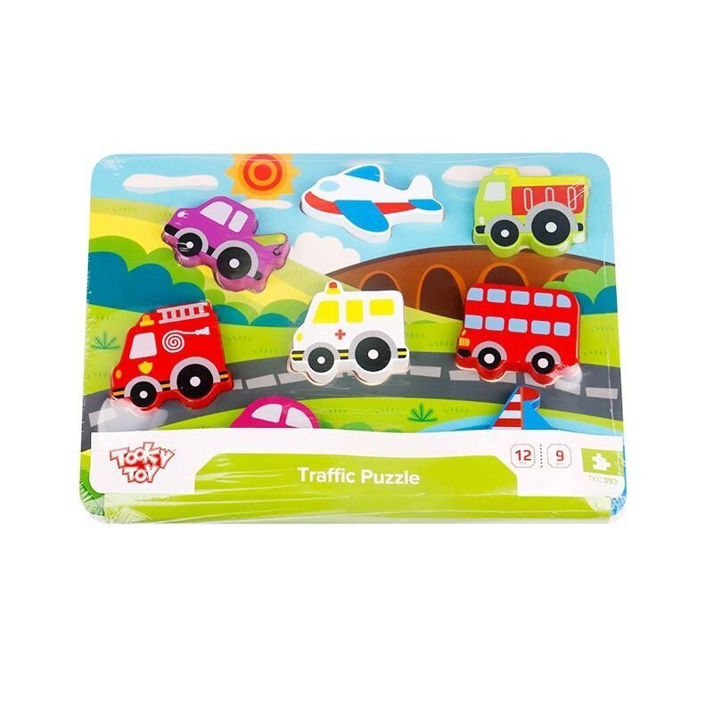 Medinė 3D dėlionė Montessori Tooky Toy transporto priemonės цена и информация | Lavinamieji žaislai | pigu.lt