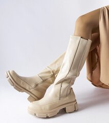 Ilgaauliai batai moterims Gemre, smėlio spalvos цена и информация | Женские ботинки | pigu.lt