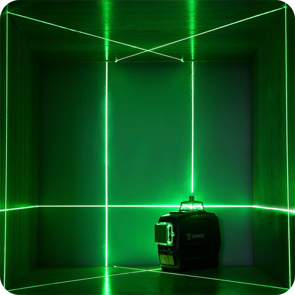 Lazeris nivelyras DEKO 360°, žalias spindulys цена и информация | Mechaniniai įrankiai | pigu.lt
