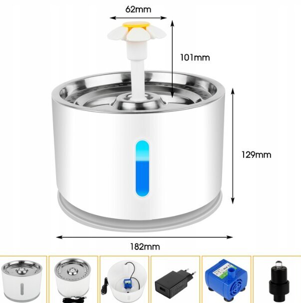 Automatinis vandens fontanas katėms ir šunims, 2.4l kaina ir informacija | Dubenėliai, dėžės maistui | pigu.lt