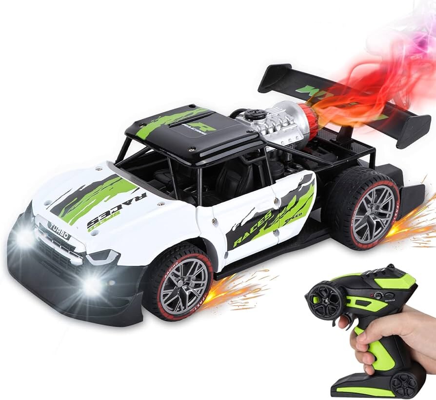 Radijo bangomis valdomas automobilis su dūmų efektais, baltas kaina ir informacija | Žaislai berniukams | pigu.lt