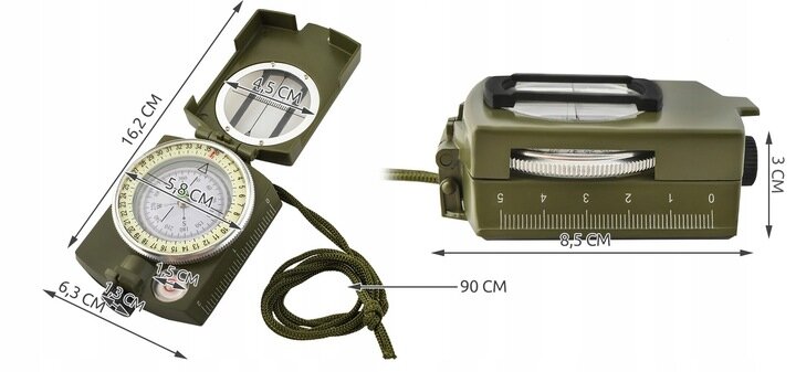 Profesionalus karinis kompasas Trizand KM5717, žalias kaina ir informacija | Kompasai | pigu.lt
