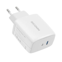 Wall Charger 45W GaN Ricomm RC451 EU, 1xUSB-C + 2.1m USB-C Cable цена и информация | Зарядные устройства для телефонов | pigu.lt