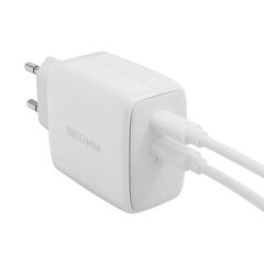 Wall Charger 65W GaN Ricomm RC652 EU, 2xUSB-C + 2.1m USB-C Cable цена и информация | Зарядные устройства для телефонов | pigu.lt