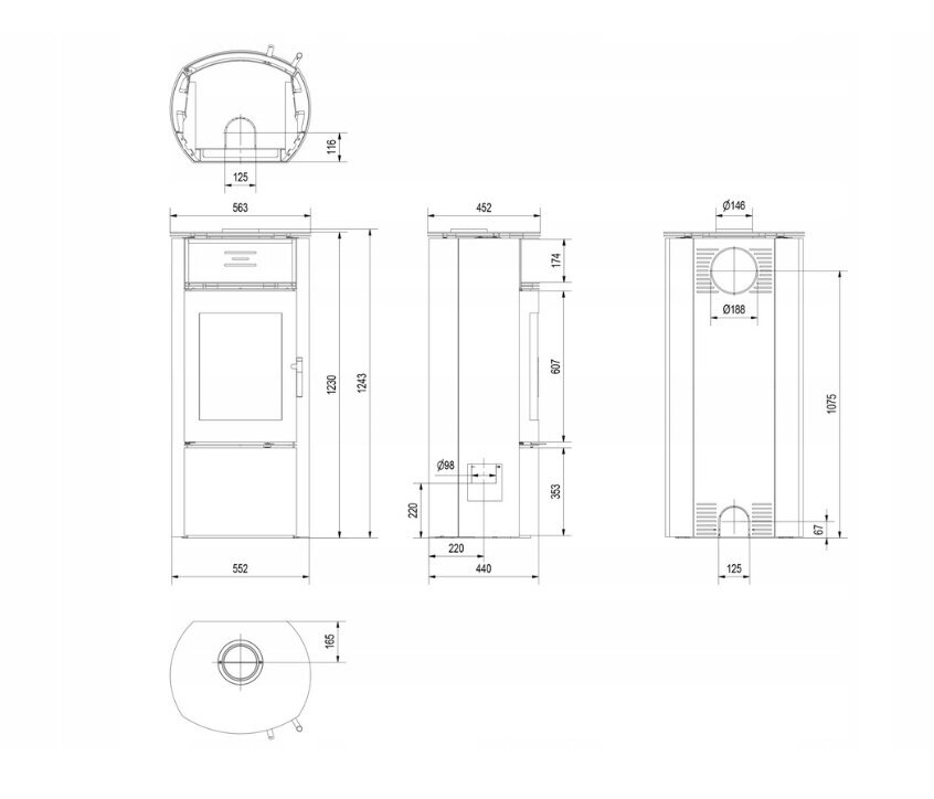 Židinys Kratki Falcon 10 kW 5903751149736 kaina ir informacija | Židiniai, ugniakurai | pigu.lt