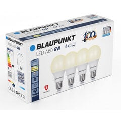 Blaupunkt LED лампа E27 A60 6W 2700K, 4 шт цена и информация | Электрические лампы | pigu.lt