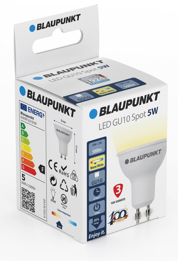 Blaupunkt LED lemputė GU10 5W, šiltai balta kaina ir informacija | Elektros lemputės | pigu.lt