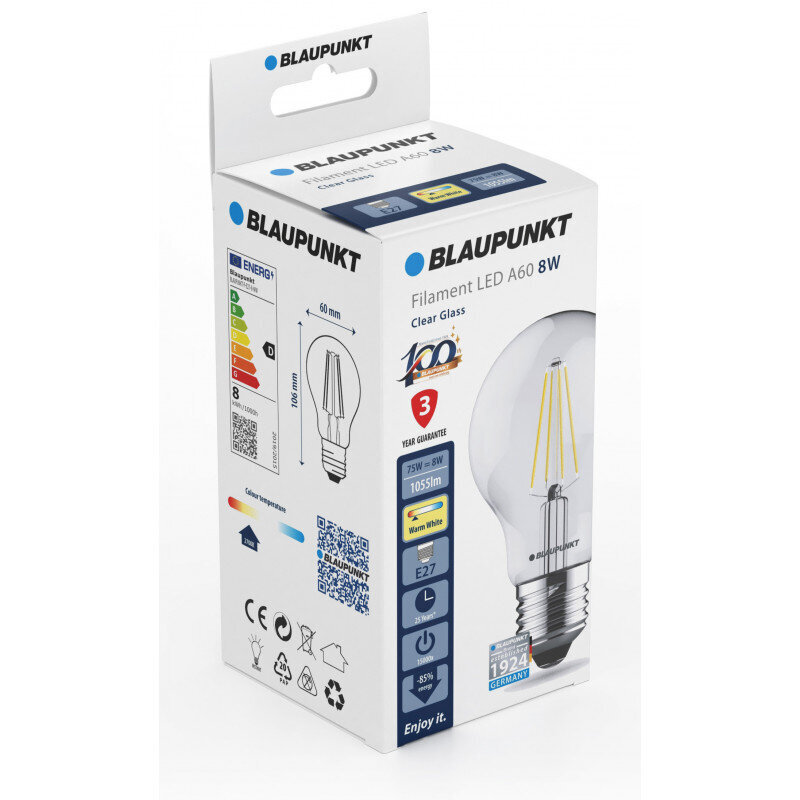 Blaupunkt LED lempaE27 A60 8W Dimmer, skaidri kaina ir informacija | Elektros lemputės | pigu.lt