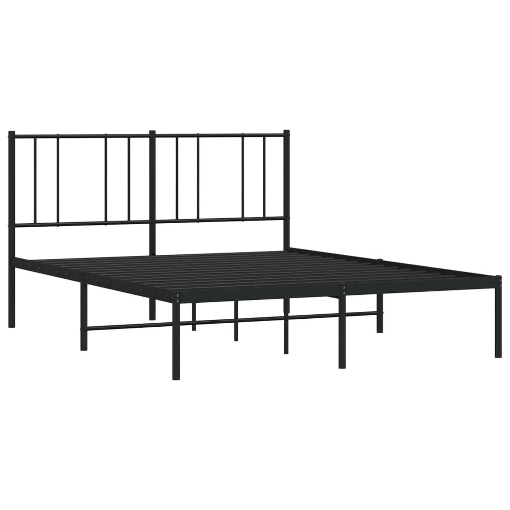 Metalinis lovos rėmas su galvūgaliu vidaXL, 160x200 cm, juodas kaina ir informacija | Lovos | pigu.lt