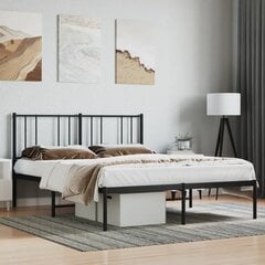 Metalinis lovos rėmas su galvūgaliu vidaXL, 160x200 cm, juodas kaina ir informacija | Lovos | pigu.lt