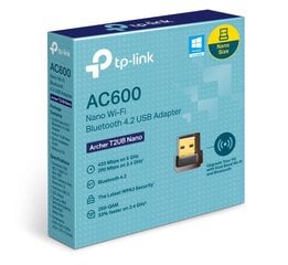 Тройник TP-LINK TPLINK с беспроводной привязкой Archer T2UB Nano (ARCHER T2UB NANO) цена и информация | Маршрутизаторы (роутеры) | pigu.lt