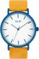 Moteriškas laikrodis Nur, odinis dirželis, mėlynas, smėlio spalvos kaina ir informacija | Moteriški laikrodžiai | pigu.lt