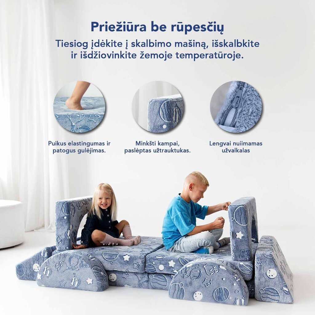 Vaikiška modulinė sofa MKS, pilka kaina ir informacija | Vaikiški sėdmaišiai, foteliai, pufai | pigu.lt