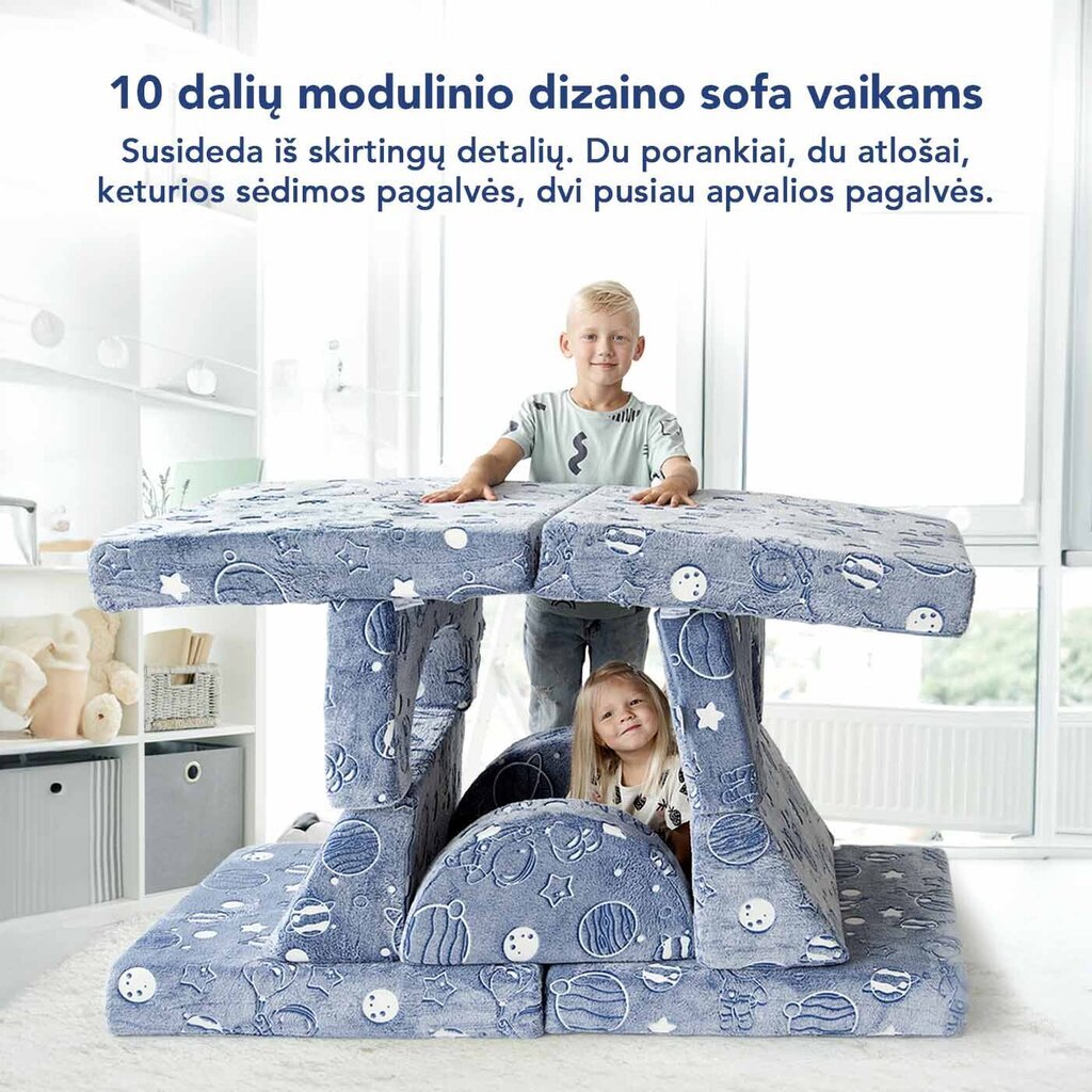 Vaikiška modulinė sofa MKS, pilka kaina ir informacija | Vaikiški sėdmaišiai, foteliai, pufai | pigu.lt