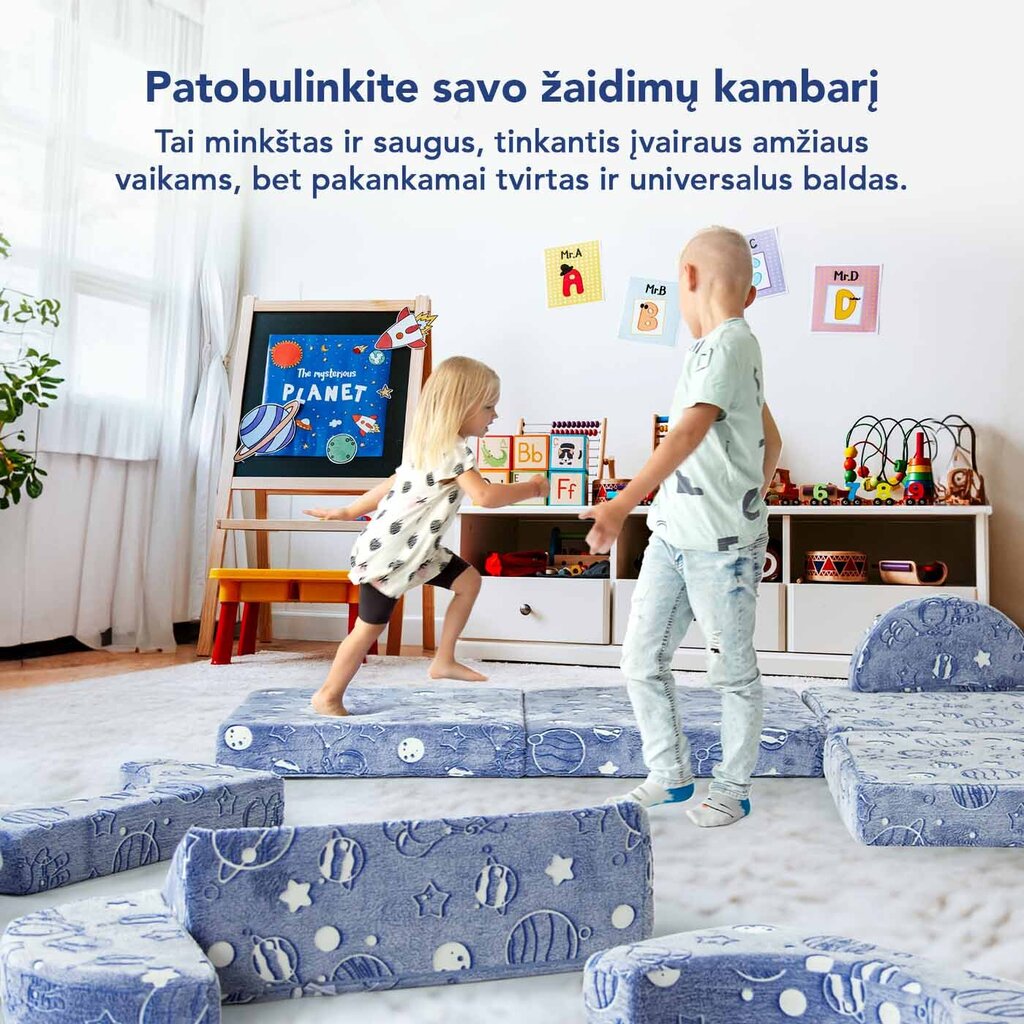 Vaikiška modulinė sofa MKS, pilka kaina ir informacija | Vaikiški sėdmaišiai, foteliai, pufai | pigu.lt