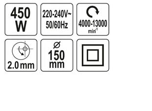 Ekscentrinis šlifuoklis Yato YT-82207 450 W 230 V kaina ir informacija | Šlifuokliai | pigu.lt