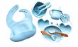 Vaikų silikoninių indų rinkinys, 10 vnt., šviesiai mėlynas krabas kaina ir informacija | Kūdikių indai, indeliai pienui ir įrankiai | pigu.lt