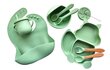 Vaikų silikoninių indų rinkinys, 10 vnt., žalia voverė kaina ir informacija | Kūdikių indai, indeliai pienui ir įrankiai | pigu.lt