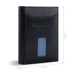 Bugatti Secure Slim Mini odinė piniginė su Rfid apsauga, plona piniginė, kortelių laikiklis, juoda kaina ir informacija | Vyriškos piniginės, kortelių dėklai | pigu.lt