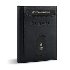 Bugatti Secure Slim Mini Odinė piniginė su Rfid apsauga, Plona piniginė, Kortelių laikiklis, Black Nappa, Moderni kaina ir informacija | Vyriškos piniginės, kortelių dėklai | pigu.lt