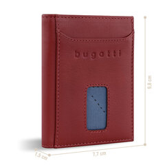 Bugatti Secure Slim Mini odinė piniginė su Rfid apsauga, plona piniginė, kortelių laikiklis, raudona kaina ir informacija | Vyriškos piniginės, kortelių dėklai | pigu.lt