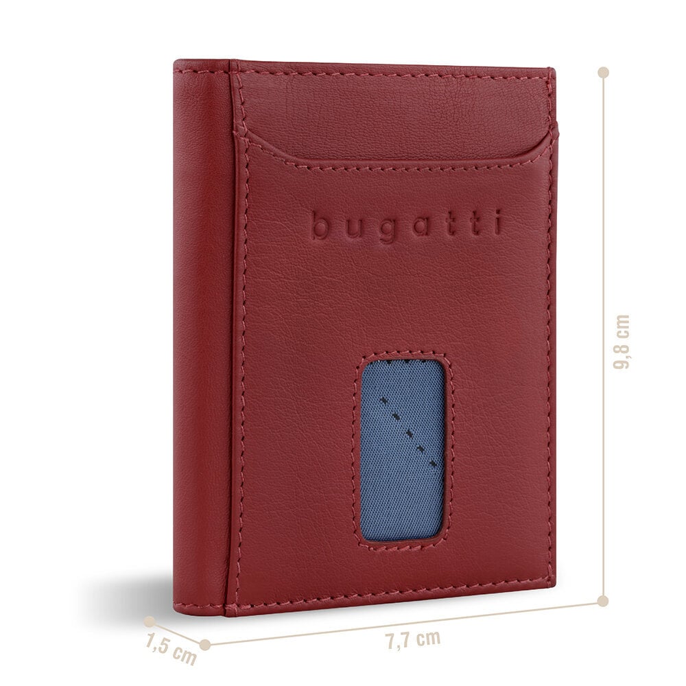Bugatti Secure Slim Mini odinė piniginė su Rfid apsauga, plona piniginė, kortelių laikiklis, raudona цена и информация | Vyriškos piniginės, kortelių dėklai | pigu.lt