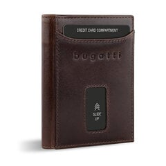 Bugatti Secure Slim Mini odinė piniginė su Rfid apsauga, plona piniginė, kortelių laikiklis, ruda kaina ir informacija | Vyriškos piniginės, kortelių dėklai | pigu.lt