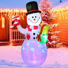 Надувной декоративный снеговик, светодиодный, 150 см цена и информация | Рождественские украшения | pigu.lt