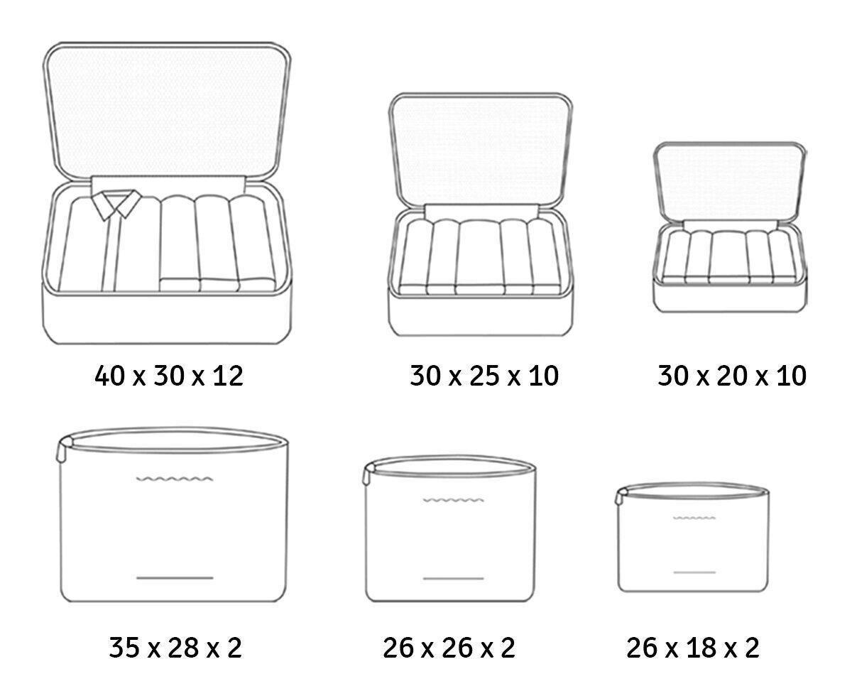 Lagamino daiktų organizatoriai Perf, mėlyni, 6 vnt. kaina ir informacija | Lagaminai, kelioniniai krepšiai | pigu.lt