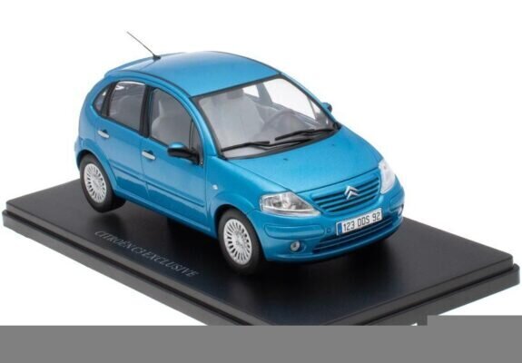 Kolekcinis modeliukas Citroen C3 Exclusive 2002 Blue Metallic Cit032 Hachette 1:24 kaina ir informacija | Kolekciniai modeliukai | pigu.lt