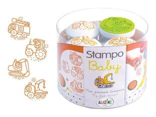 Antspaudų rinkinys Aladine Stampo Baby 4vnt. Engines su oranžinė pagalvėle antspaudams kaina ir informacija | Piešimo, tapybos, lipdymo reikmenys | pigu.lt