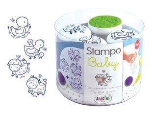 Antspaudų rinkinys Aladine Stampo Baby 4vnt. Farm su mėlyna pagalvėle antspaudams цена и информация | Принадлежности для рисования, лепки | pigu.lt