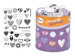 Antspaudų rinkinys Aladine Creative Stamp 35vnt. Hearts su juoda pagalvėle antspaudams цена и информация | Принадлежности для рисования, лепки | pigu.lt