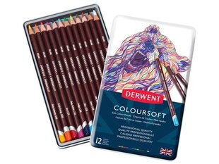 Spalvoti pieštukai Derwent Coloursoft 12vnt. kaina ir informacija | Piešimo, tapybos, lipdymo reikmenys | pigu.lt