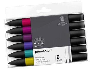 Žymeklių rinkinys alkoholio pagrindu W&N Promarker, 6vnt., rich tones цена и информация | Принадлежности для рисования, лепки | pigu.lt