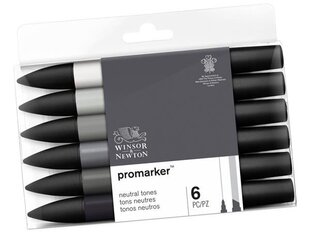 Žymeklių rinkinys alkoholio pagrindu W&N Promarker, 6vnt., neutral tones цена и информация | Принадлежности для рисования, лепки | pigu.lt