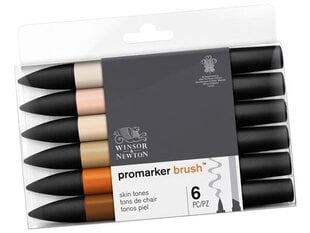 Žymeklių rinkinys alkoholio pagrindu W&N Promarker Brush, 6vnt., skin tones цена и информация | Принадлежности для рисования, лепки | pigu.lt