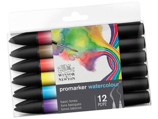 Akvarelinis markerių rinkinys Winsor&Newton Promarker 12 vnt. цена и информация | Принадлежности для рисования, лепки | pigu.lt