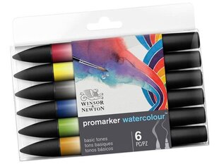 Akvarelinis markerių rinkinys Winsor&Newton Promarker 6 vnt. kaina ir informacija | Piešimo, tapybos, lipdymo reikmenys | pigu.lt