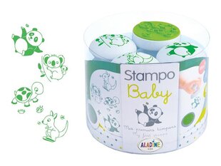 Antspaudų rinkinys Aladine Stampo Baby 4vnt. Animal su žalia pagalvėle antspaudams цена и информация | Принадлежности для рисования, лепки | pigu.lt