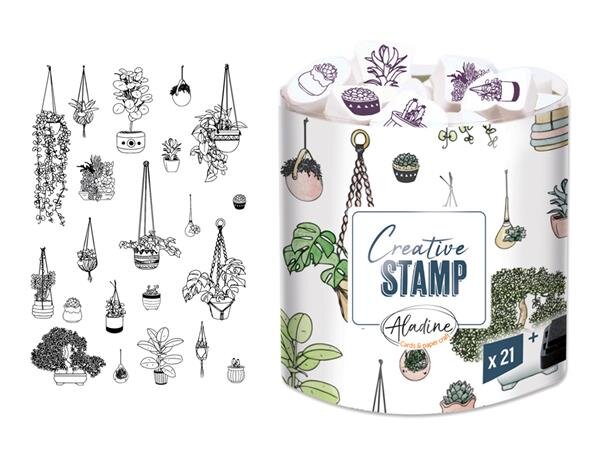 Antspaudų rinkinys Aladine Creative Stamp 21vnt. Plants su juoda pagalvėle antspaudams kaina ir informacija | Piešimo, tapybos, lipdymo reikmenys | pigu.lt