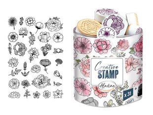 Antspaudų rinkinys Aladine Creative Stamp 33vnt. Flowers su juoda pagalvėle antspaudams kaina ir informacija | Piešimo, tapybos, lipdymo reikmenys | pigu.lt