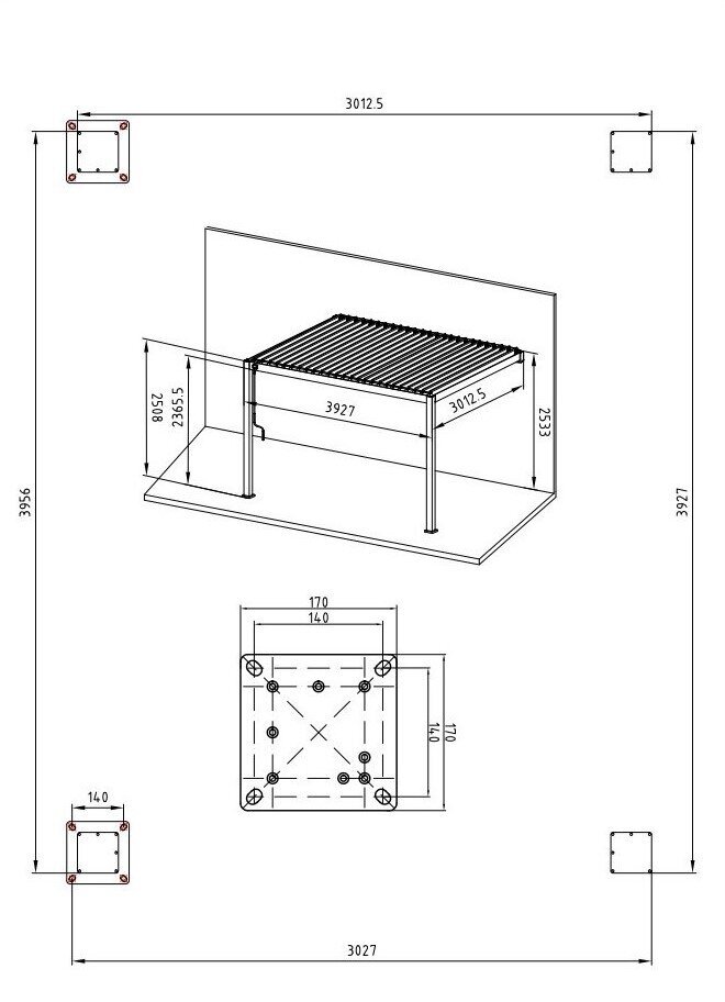 Pavėsinė Pergola Premium Wall 3x4 montuojama prie sienos, pilka kaina ir informacija | Pavėsinės | pigu.lt