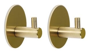 Крючок клейкий круглый, цвет золотистый, нержавеющая сталь 2 шт. цена и информация | Аксессуары для ванной комнаты | pigu.lt