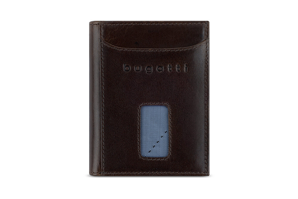 Bugatti turvaline õhuke RFID-kaitsega nahast minirahakott, õhuke rahakott, kaardihoidja, pruun цена и информация | Vyriškos piniginės, kortelių dėklai | pigu.lt